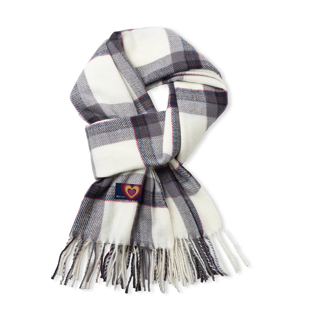 红豆 时尚经典百搭复古格纹礼盒装 定制卡片代写 涤纶 绒线围巾 男女同款情侣款