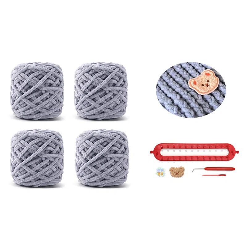 【心意满满~DIY自织】 攸委 可爱百搭小熊手工编织围巾秋冬季保暖防寒柔软毛线团材料神器 涤纶 赠朋友百搭创意绒线围脖 男女同款情侣款