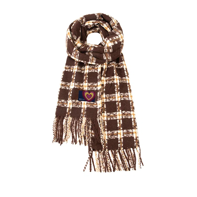 红豆 百搭格子时尚简约舒适礼盒装 定制卡片代写 涤纶 绒线围巾 男女同款情侣款