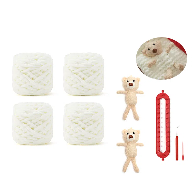 【口袋小熊~自织DIY】 攸委 可爱熊手工毛线团手织围巾秋冬季保暖防寒赠朋友心意百搭 涤纶 软糯亲肤编织材料包柔软围脖 男女同款情侣款