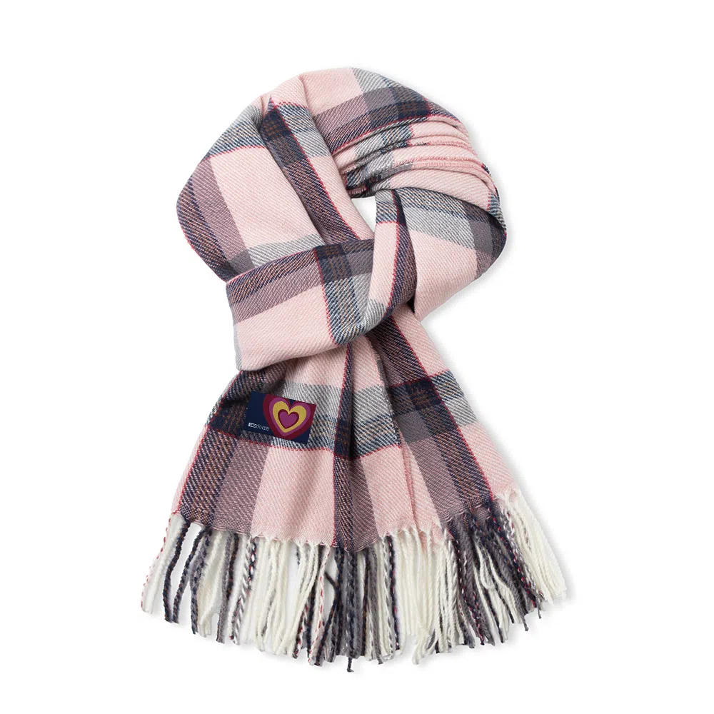 红豆 时尚经典百搭复古格纹礼盒装 定制卡片代写 涤纶 绒线围巾 男女同款情侣款