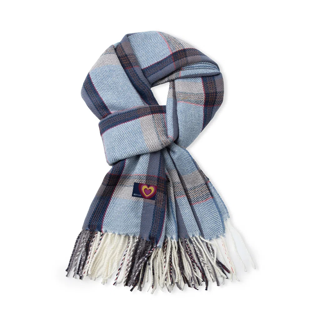 红豆 时尚经典百搭复古格纹礼盒装 定制卡片代写 涤纶 绒线围巾 男女同款情侣款