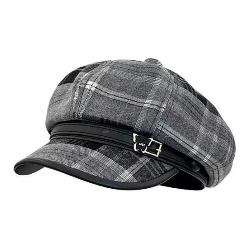 恩僾德 秋冬季小香风穿搭复古画家小众百搭显脸小云朵八角百搭 聚酯纤维 贝雷帽 男女同款情侣款