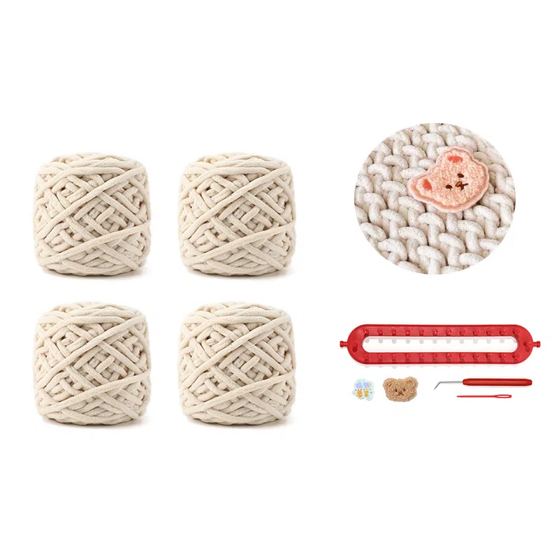 【心意满满~DIY自织】 攸委 可爱百搭小熊手工编织围巾秋冬季保暖防寒柔软毛线团材料神器 涤纶 赠朋友百搭创意绒线围脖 男女同款情侣款