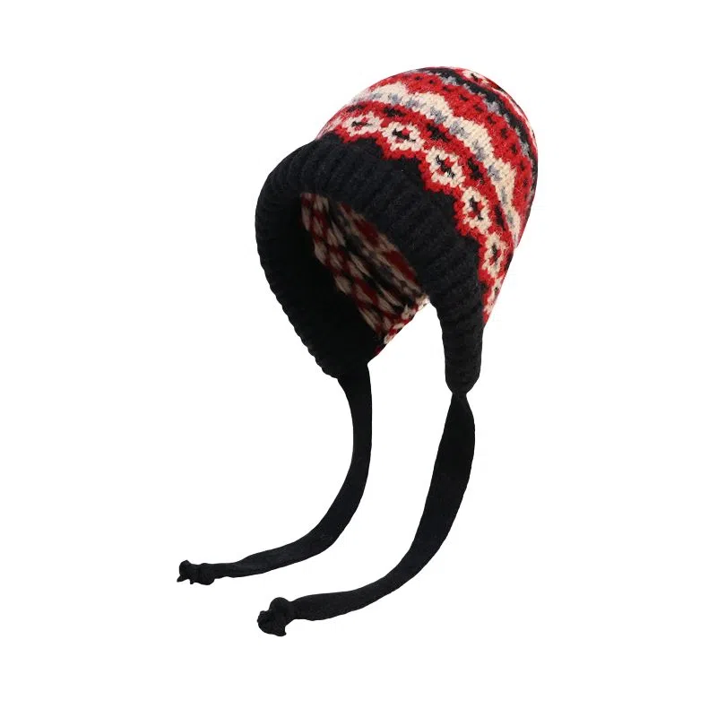 艾佳微 秋冬保暖护耳巴拉克拉法日系百搭帽子可爱加厚 尼龙 绒线帽 男女同款情侣款