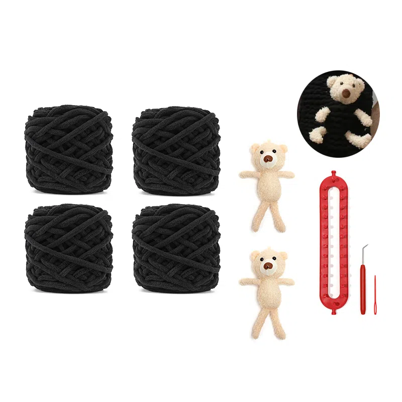 【口袋小熊~自织DIY】 攸委 可爱熊手工毛线团手织围巾秋冬季保暖防寒赠朋友心意百搭 涤纶 软糯亲肤编织材料包柔软围脖 男女同款情侣款