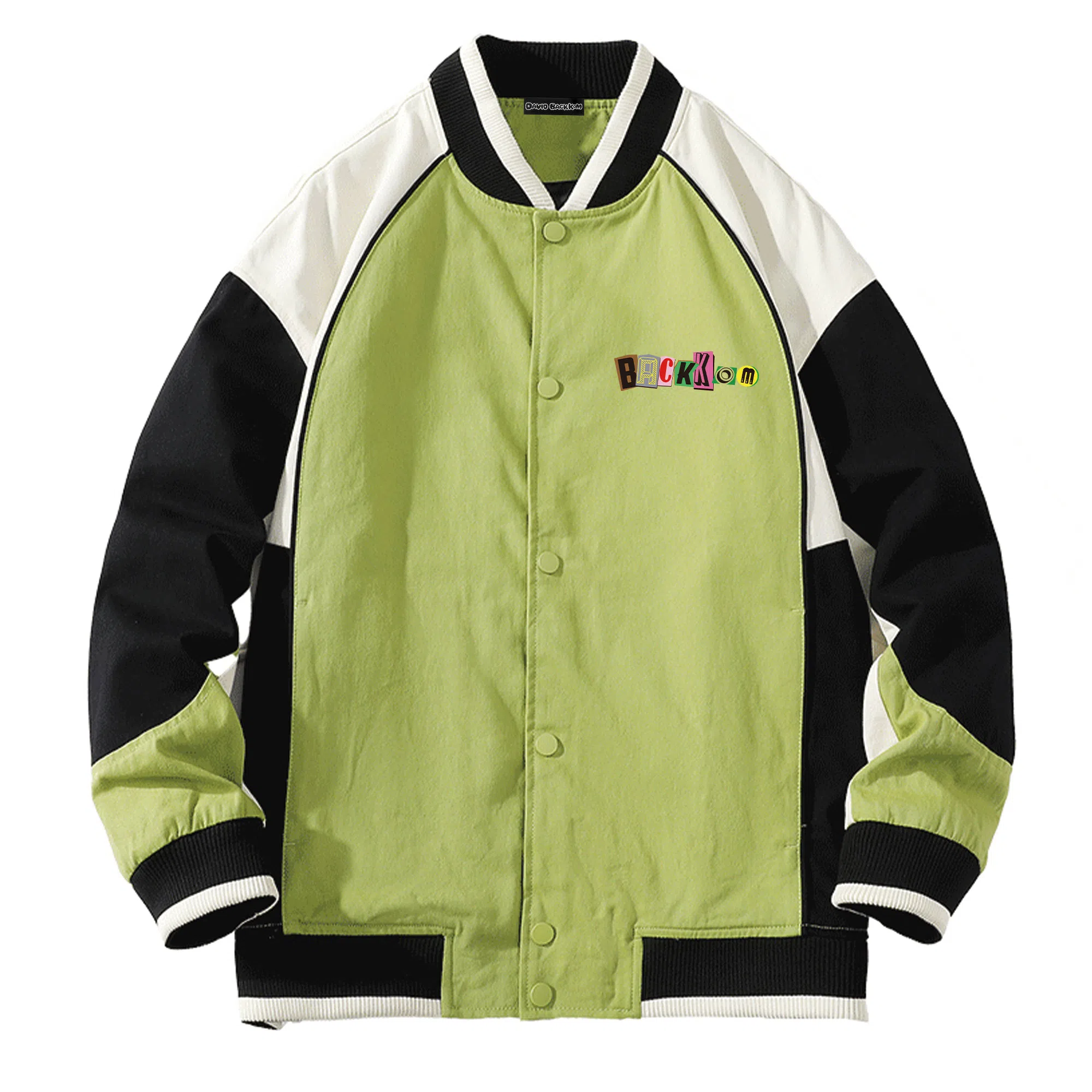 大卫贝肯 美式高街时尚潮流百搭字母印花宽松休闲撞色拼接款居家出行舒适透气夹克 男女同款