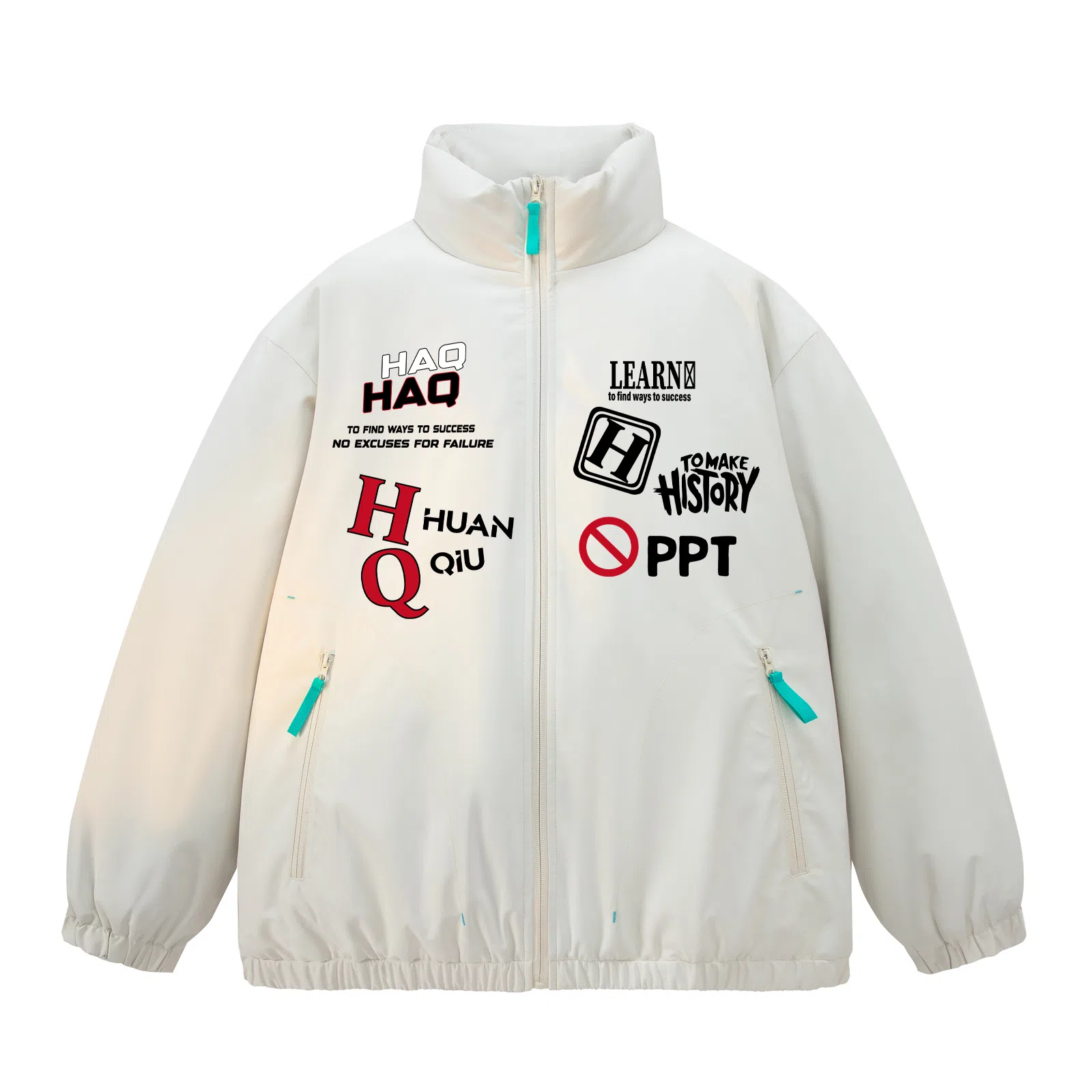 HUANQIU Classic Logo Zip-Up Cotton Jacket