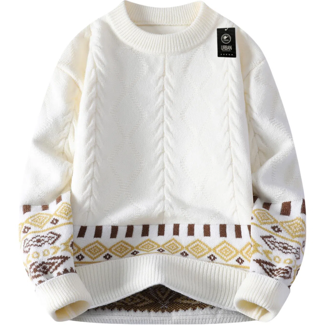 秋冬慵懒风高品质费尔岛提花与菱格元素兼具的柔软亲肤针织上毛衣 男女同款