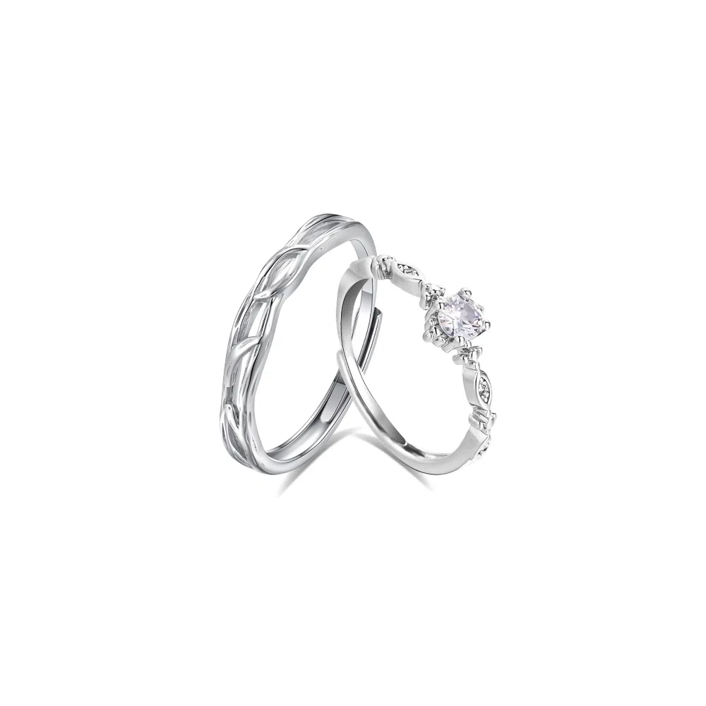 【纯银999】 凤祥囍事 老凤祥 经典百搭设计小众简约时尚星河灿烂爱意满满学生日常轻奢甜蜜高级感开口可调节 足银 戒指一对 男女同款情侣款