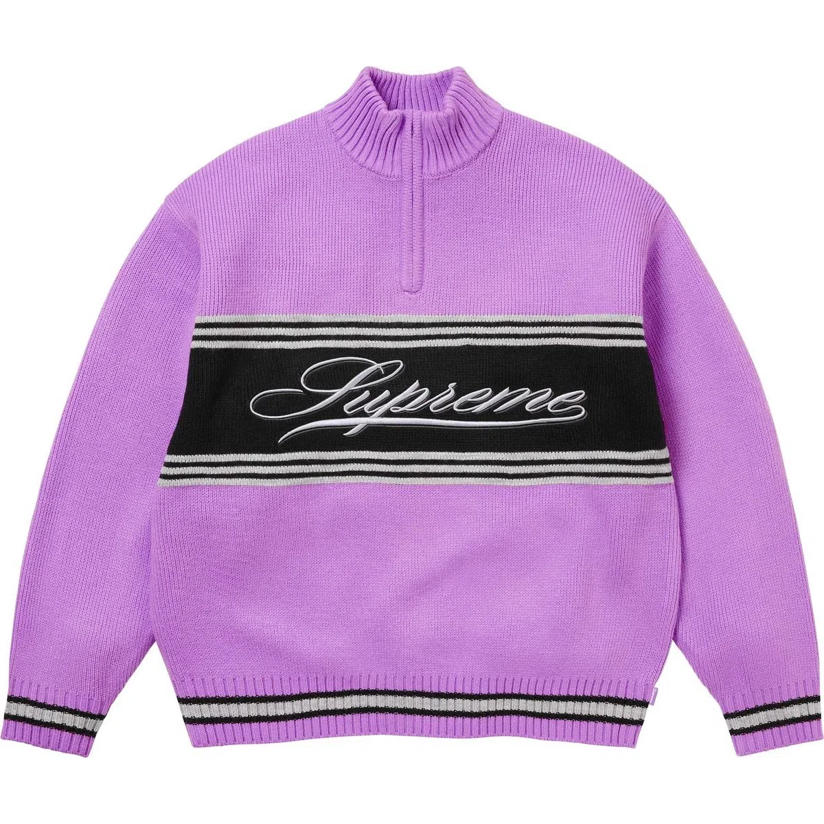 Supreme FW25 Script Stripe Half Zip Sweater