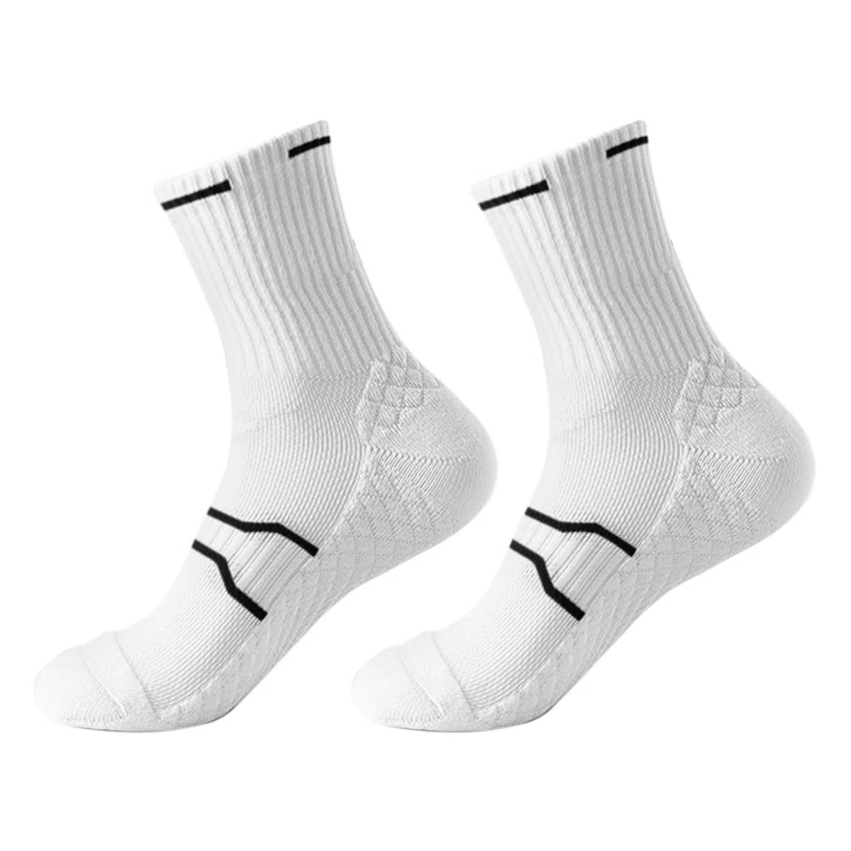 二三二三 纯色毛巾底缓震运动袜吸汗透气防臭日常通勤休闲袜舒适亲肤减压跑步健身训练袜户外骑行体育生羽毛球登山中筒袜 男女同款