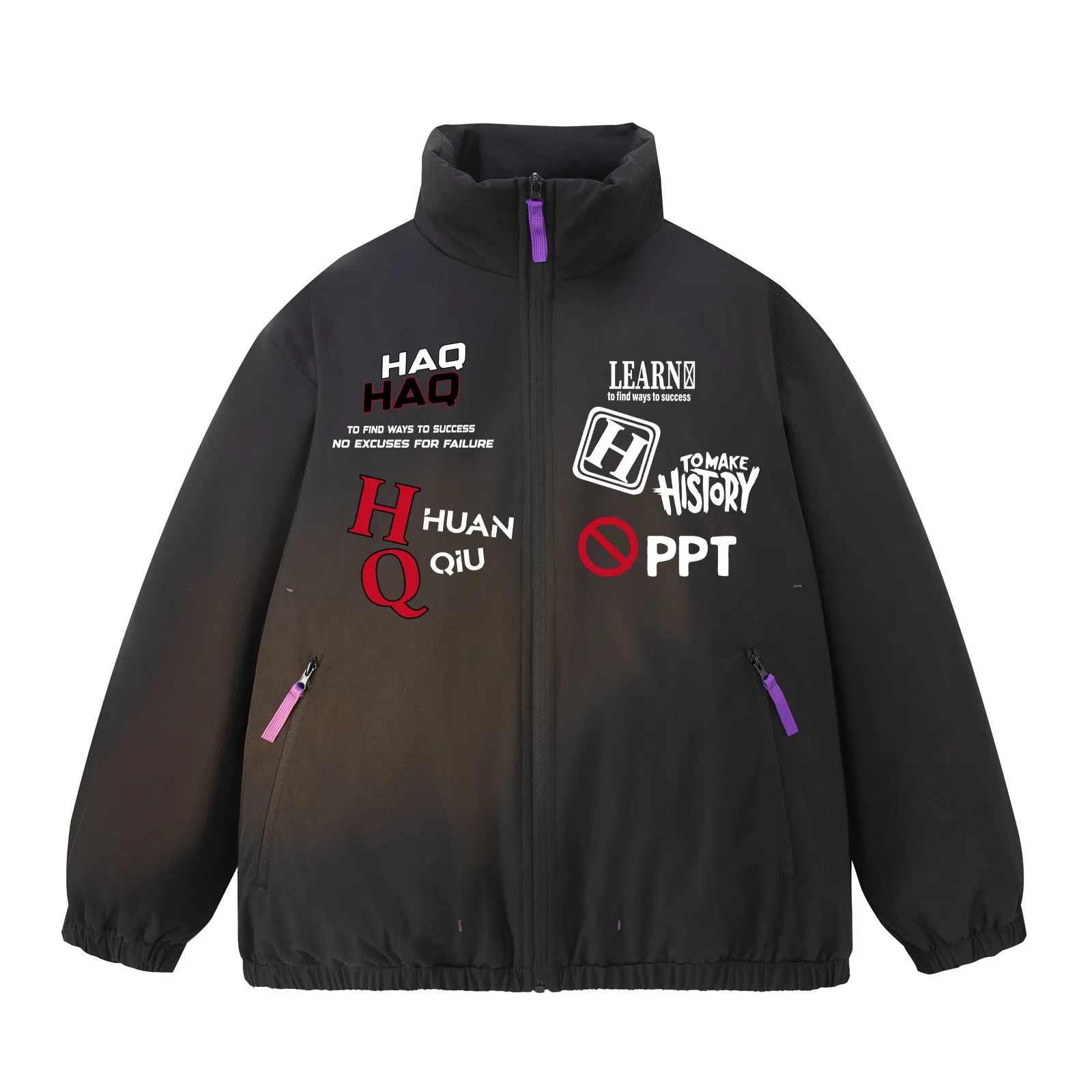 HUANQIU Classic Logo Zip-Up Cotton Jacket