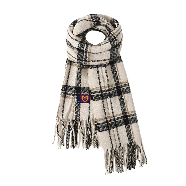 红豆 韩版复古格子百搭保暖 涤纶 绒线围巾 男女同款情侣款