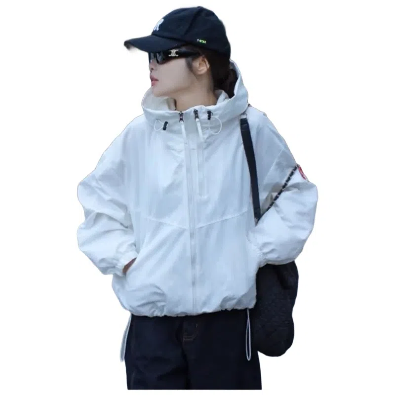 邦固依品 高级感连帽短款外套女春季小个子宽松显瘦冲.锋衣薄上衣夹克 女款