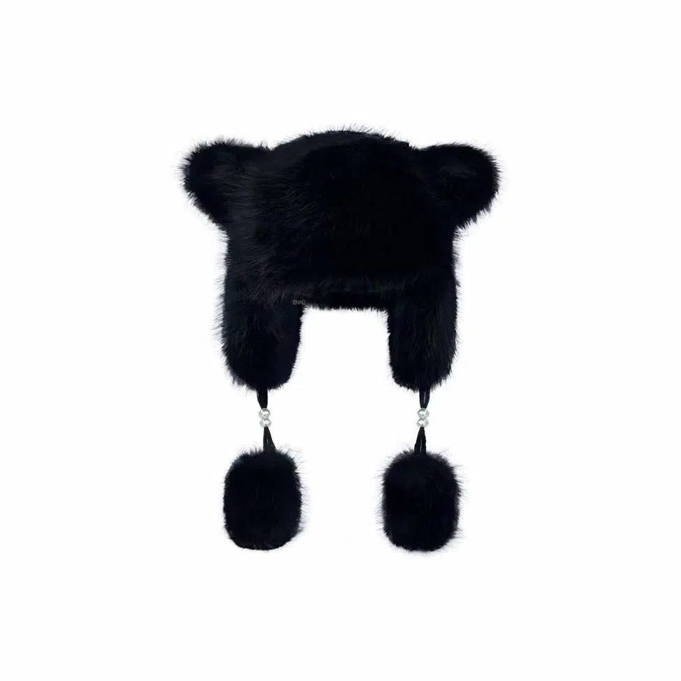 恩僾德 可爱卡通小浣熊尾巴护耳小众百搭高颜值加厚显脸小保暖防寒毛绒 聚酯纤维 雷锋帽 男女同款情侣款