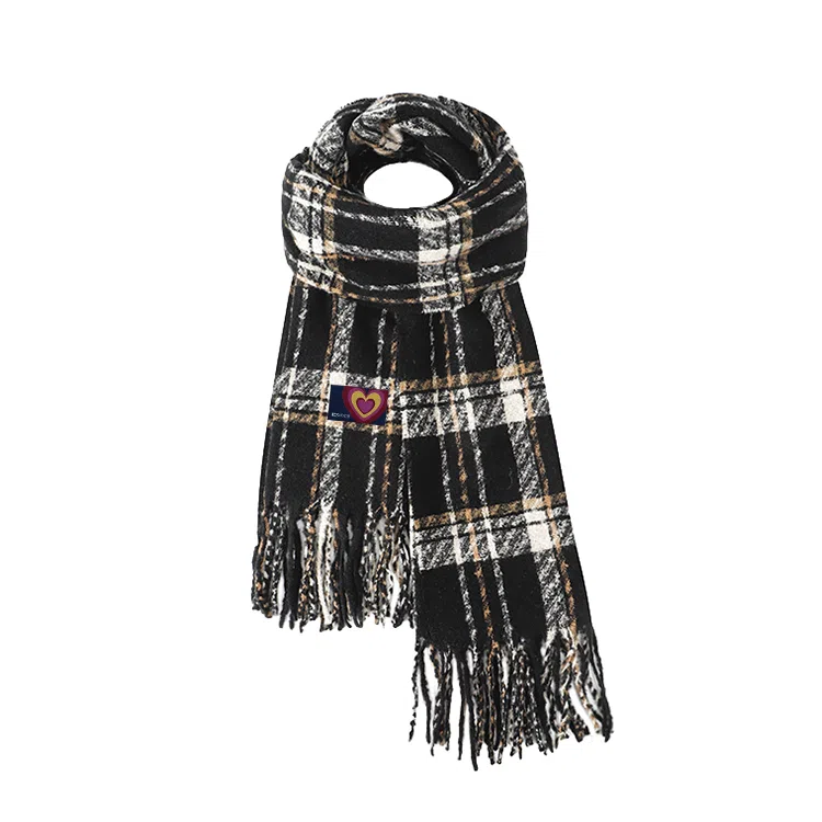 红豆 韩版复古格子百搭保暖 涤纶 绒线围巾 男女同款情侣款