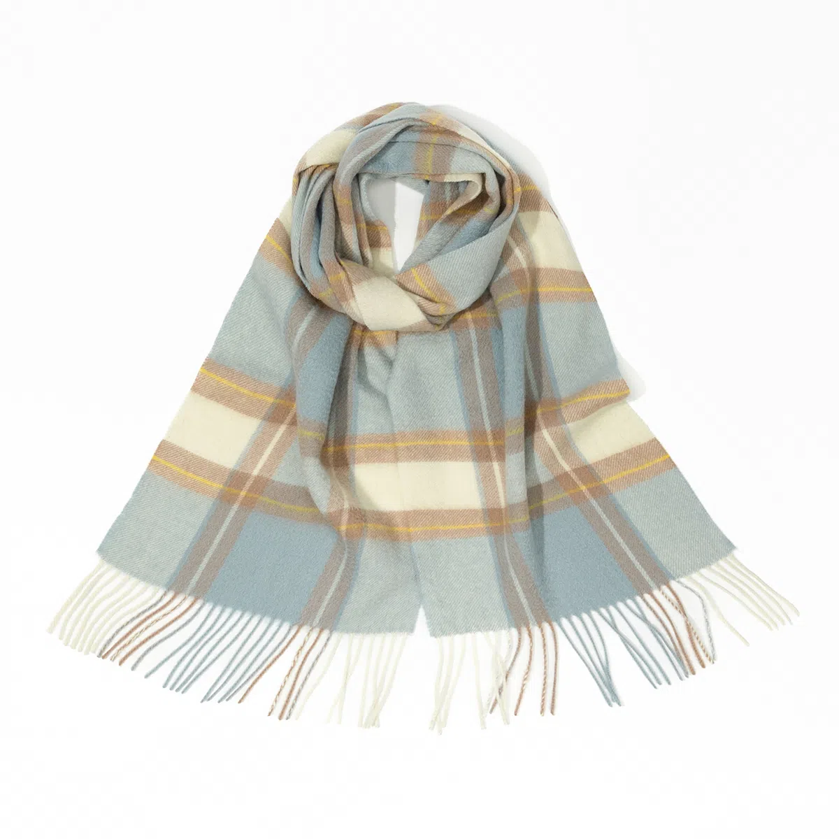 一米画纱 柔软亲肤长款加厚保暖时尚休闲气质格纹流苏潮流舒适 绵羊毛 绒线围巾 男女同款情侣款