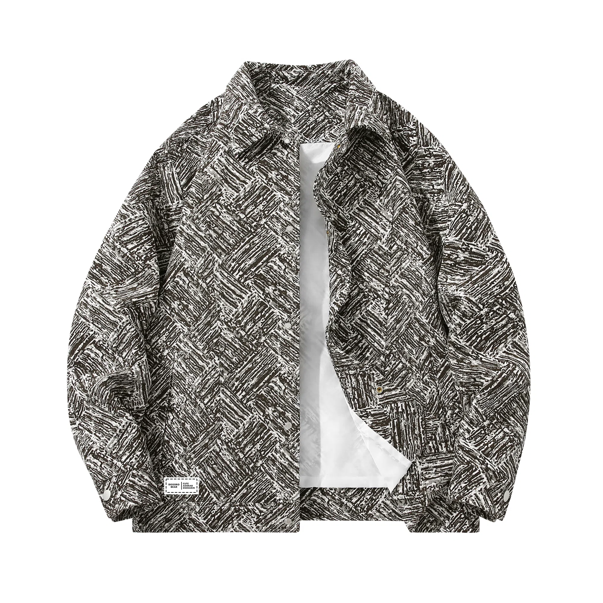 萌芽熊 美式高街系列外套格子几何提花复古小香风美拉德色系情侣工装衬衫式个性百搭潮流宽松开衫痞帅夹克 男女同款