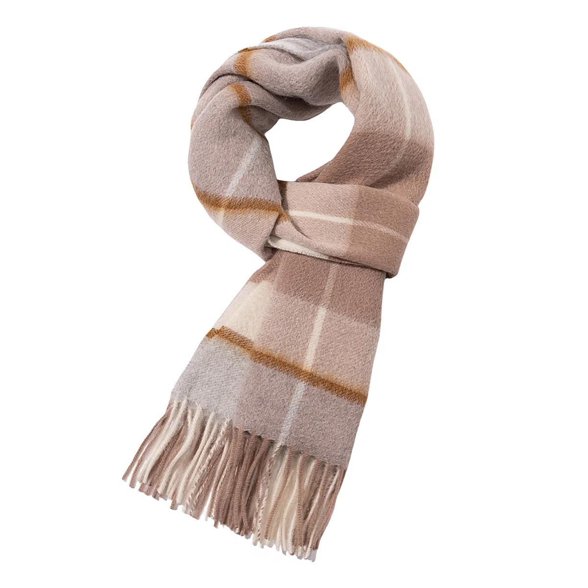 一米画纱 柔软亲肤长款加厚保暖时尚休闲气质格纹流苏潮流舒适 绵羊毛 绒线围巾 男女同款情侣款