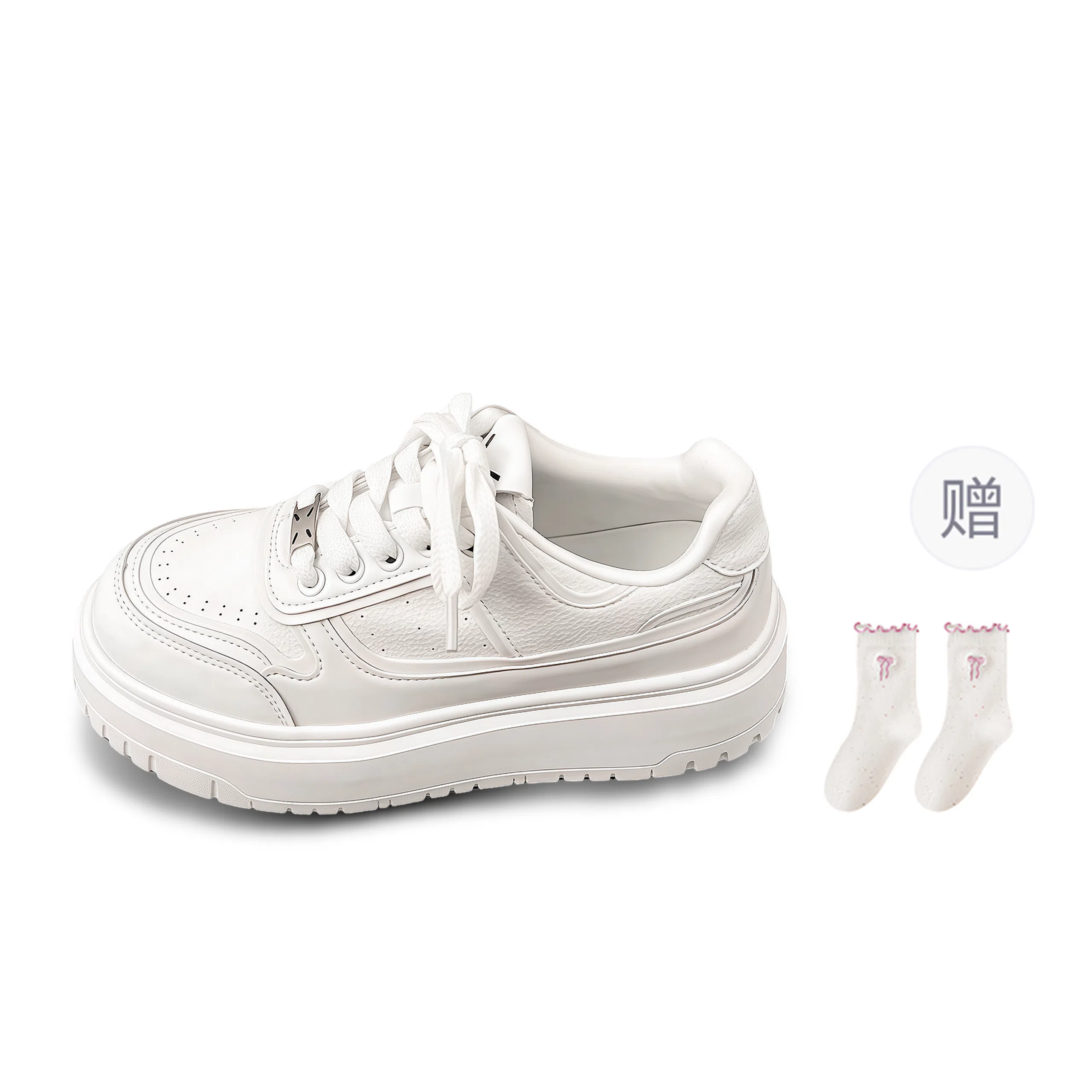 乐乐鱼 厚底百搭配裙子休闲通勤 包裹性耐磨增高 低帮 板鞋 女