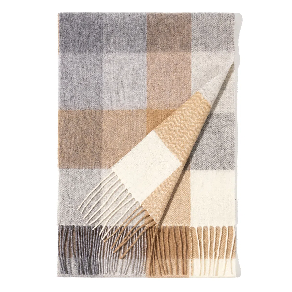 一米画纱 柔软亲肤长款加厚保暖时尚休闲气质格纹流苏潮流舒适 绵羊毛 绒线围巾 男女同款情侣款