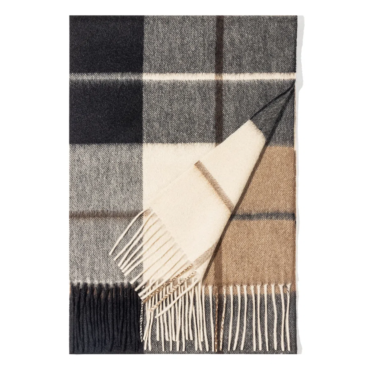 一米画纱 柔软亲肤长款加厚保暖时尚休闲气质格纹流苏潮流舒适 绵羊毛 绒线围巾 男女同款情侣款