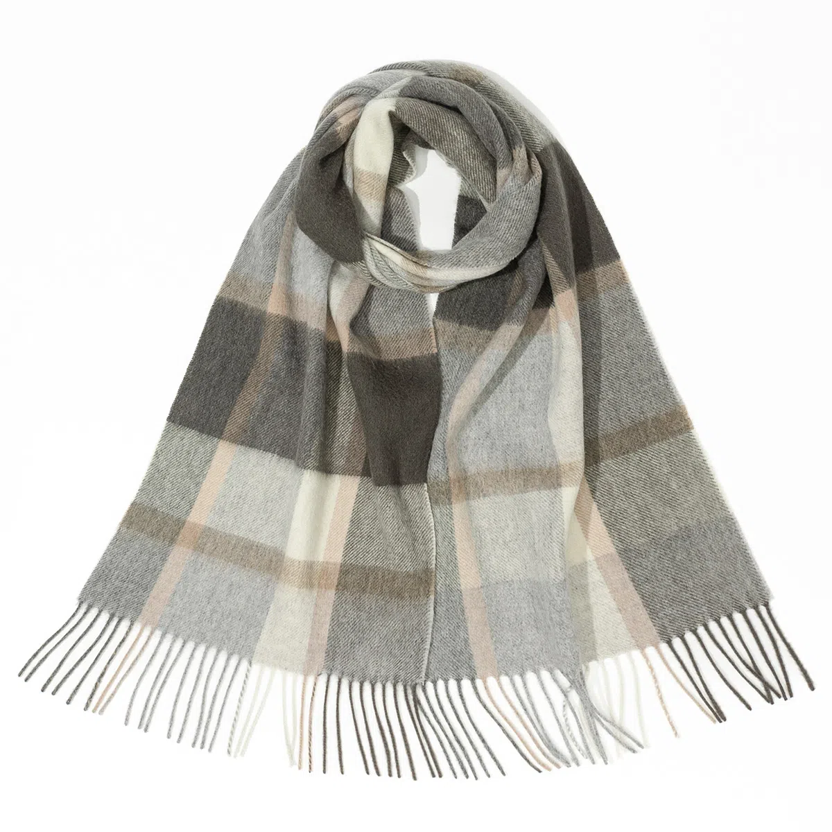 一米画纱 柔软亲肤长款加厚保暖时尚休闲气质格纹流苏潮流舒适 绵羊毛 绒线围巾 男女同款情侣款