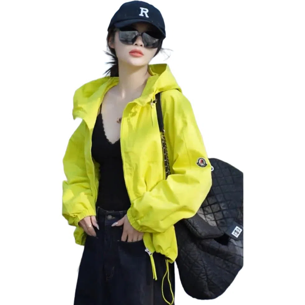 邦固依品 高级感连帽短款外套女春季小个子宽松显瘦冲.锋衣薄上衣夹克 女款