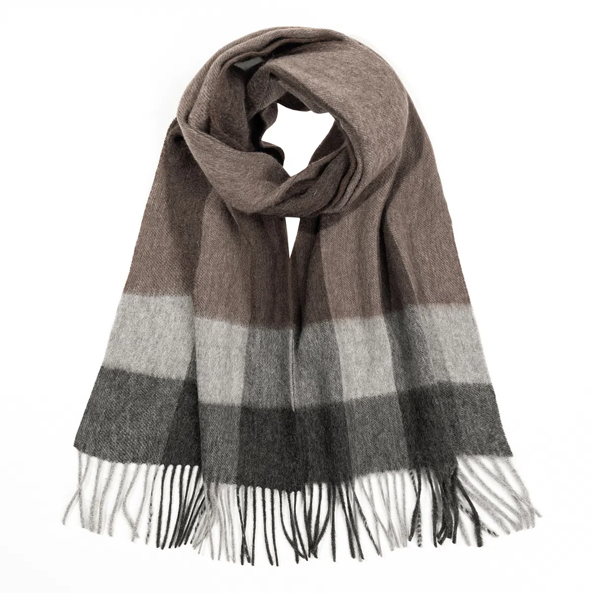 一米画纱 柔软亲肤长款加厚保暖时尚休闲气质格纹流苏潮流舒适 绵羊毛 绒线围巾 男女同款情侣款