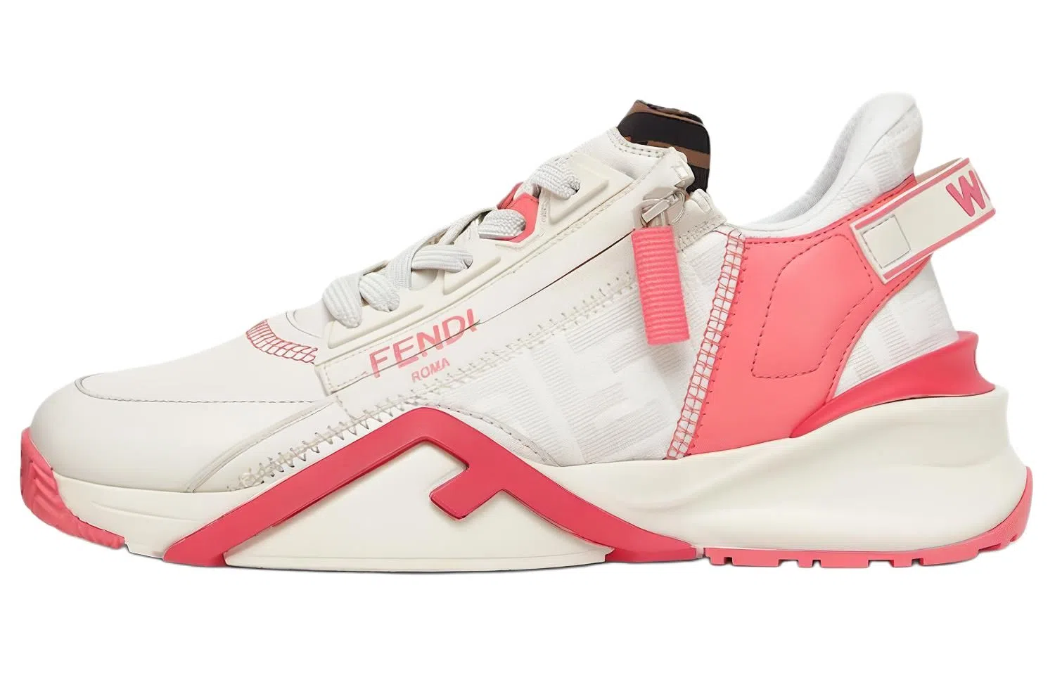 Fendi Flow Lace-Up Low Sneakers Pink White