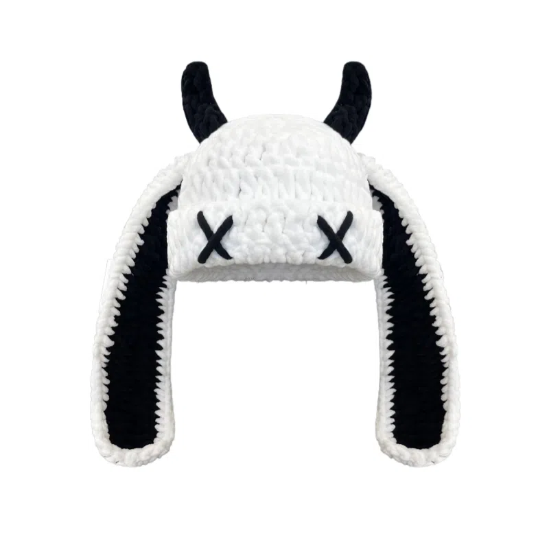 恩僾德 毛帽子可爱甜酷风小恶魔耳朵搞怪牛角头套加厚保暖#好运 针织 绒线帽 男女同款情侣款