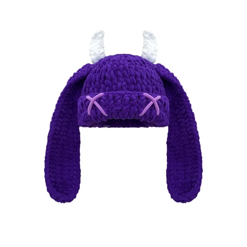 恩僾德 毛帽子可爱甜酷风小恶魔耳朵搞怪牛角头套加厚保暖#好运 针织 绒线帽 男女同款情侣款