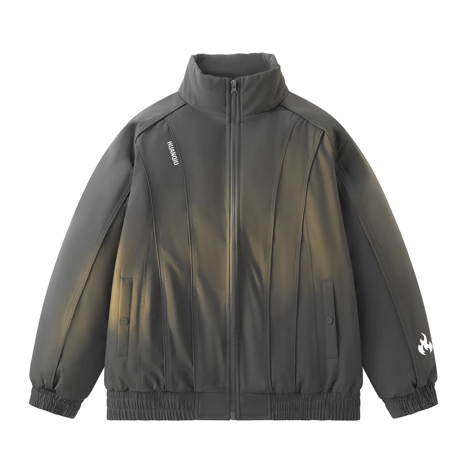 HUANQIU Classic Flame Logo Zip-Up Jacket