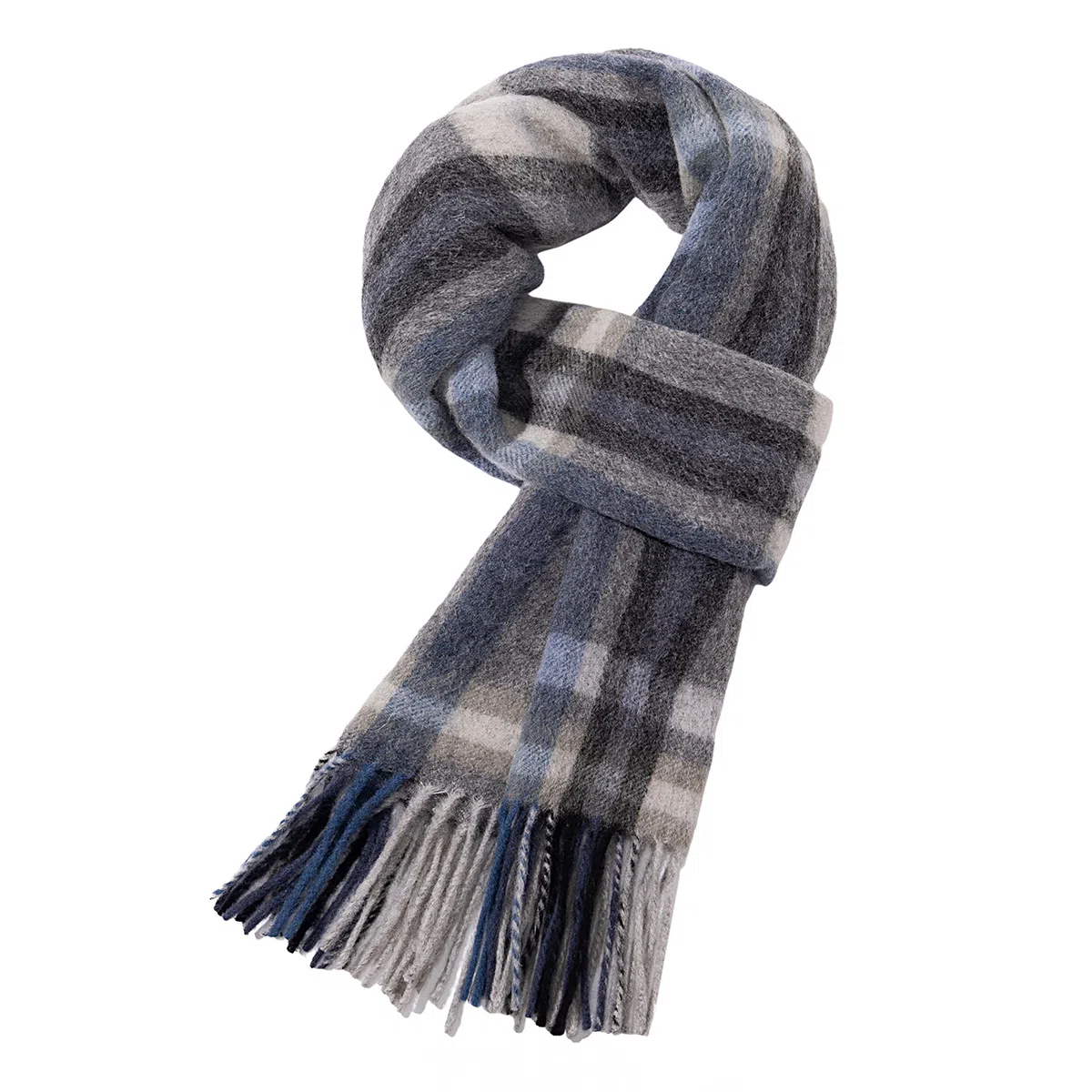 一米画纱 柔软亲肤长款加厚保暖时尚休闲气质格纹流苏潮流舒适 绵羊毛 绒线围巾 男女同款情侣款