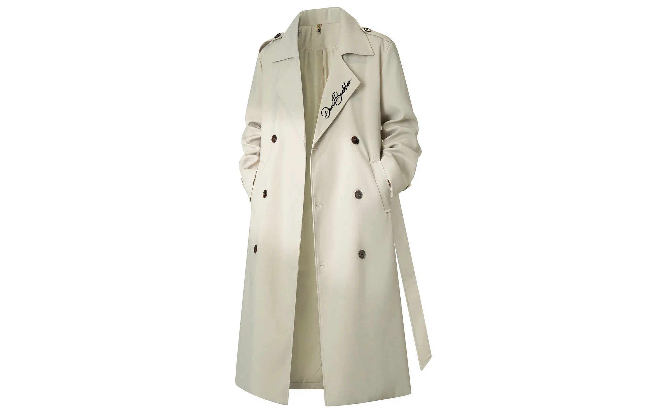 大卫贝肯 美式无性别主义高街简约基础中长款英伦高级感收腰系带设计痞帅纯色潮牌休闲宽松通勤百搭外套大衣 男女同款