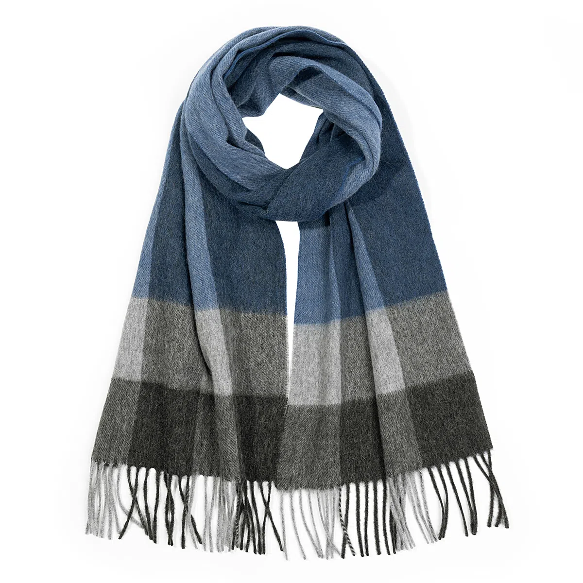 一米画纱 柔软亲肤长款加厚保暖时尚休闲气质格纹流苏潮流舒适 绵羊毛 绒线围巾 男女同款情侣款