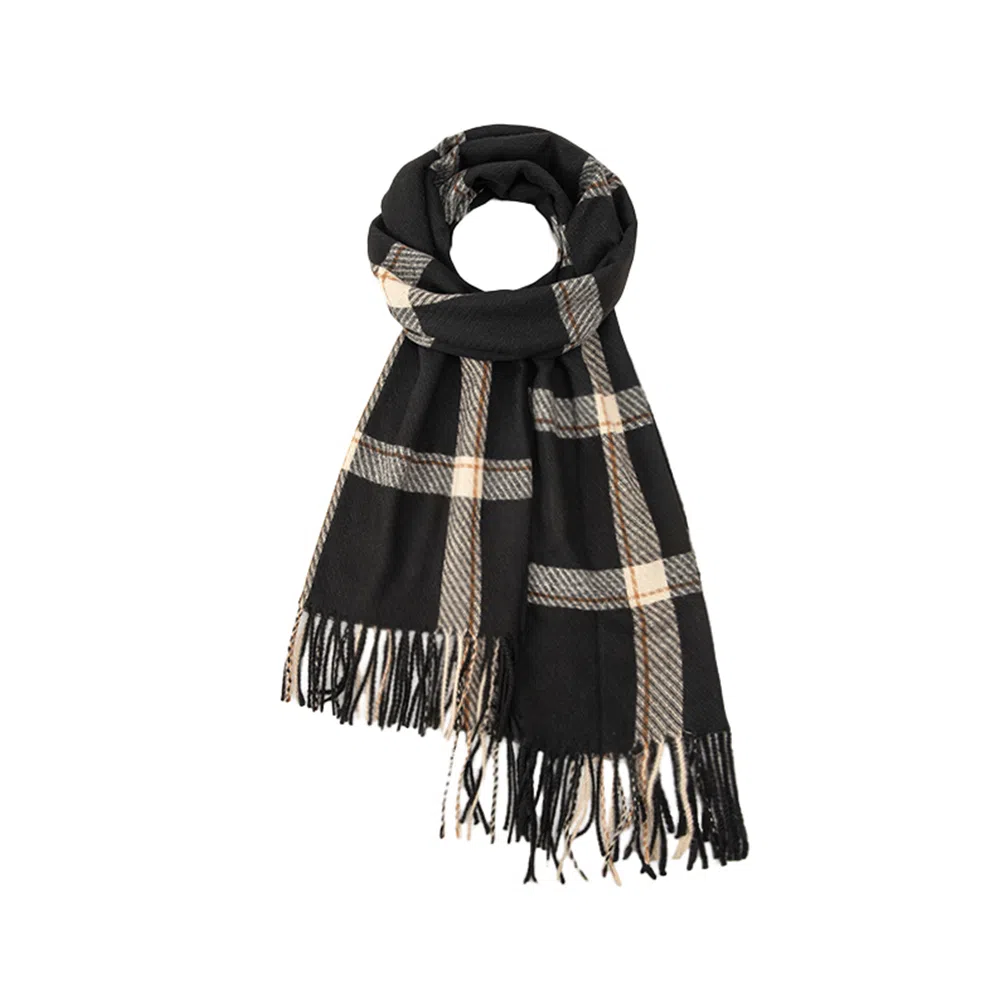 红豆 简约大方时尚百搭温暖柔软 涤纶 绒线围巾 男女同款情侣款