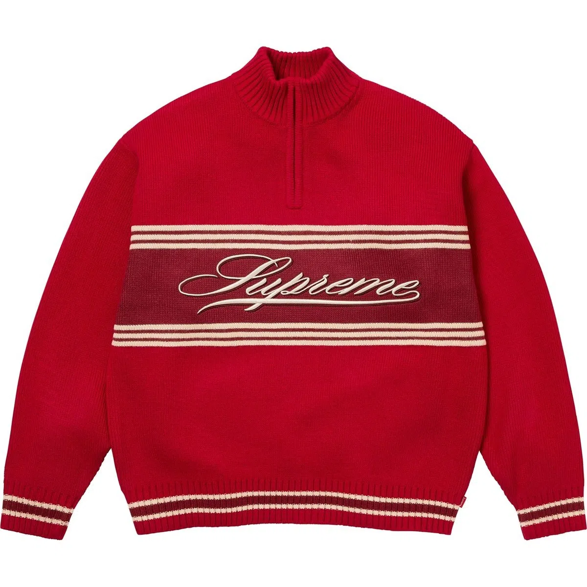 Supreme FW25 Script Stripe Half Zip Sweater