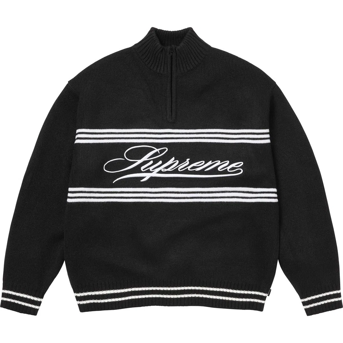 Supreme FW25 Script Stripe Half Zip Sweater