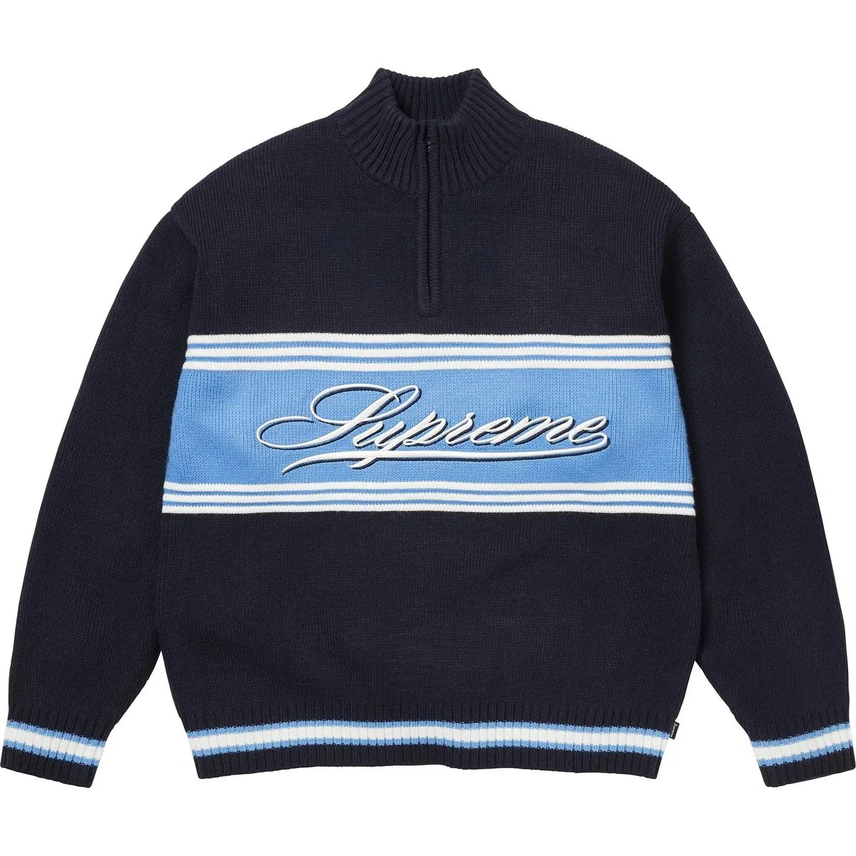 Supreme FW25 Script Stripe Half Zip Sweater