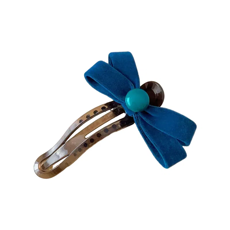 蒙妮 秋冬季复古蝴蝶结头发一字夹 亚克力/丝绒 发夹 女款