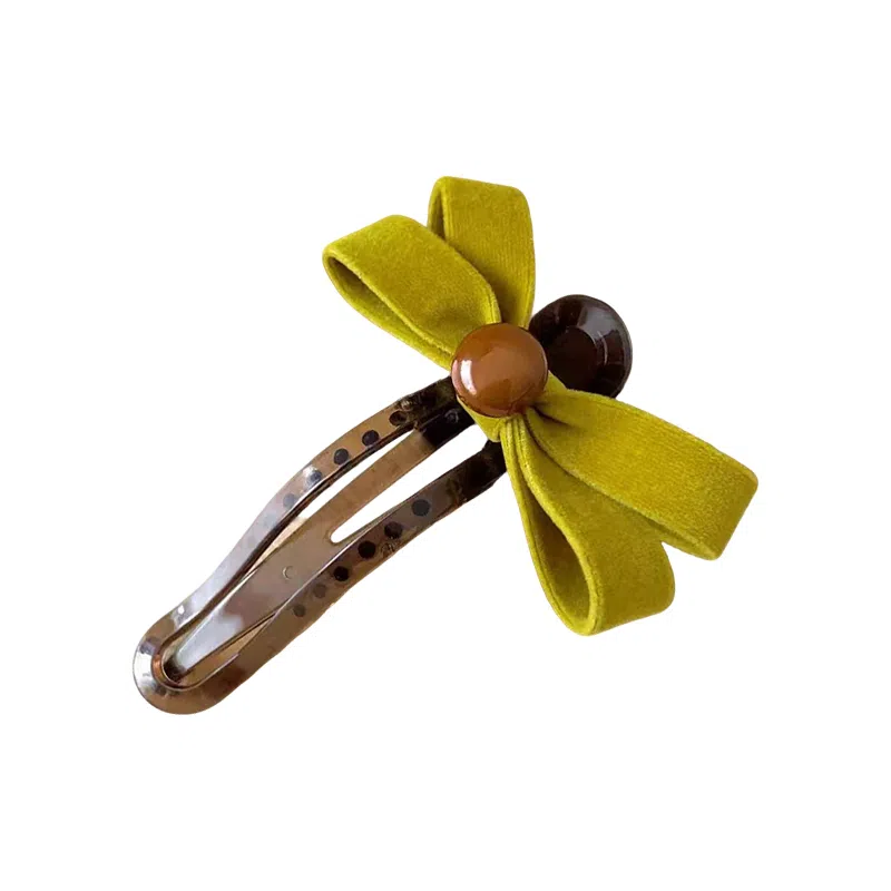 蒙妮 秋冬季复古蝴蝶结头发一字夹 亚克力/丝绒 发夹 女款