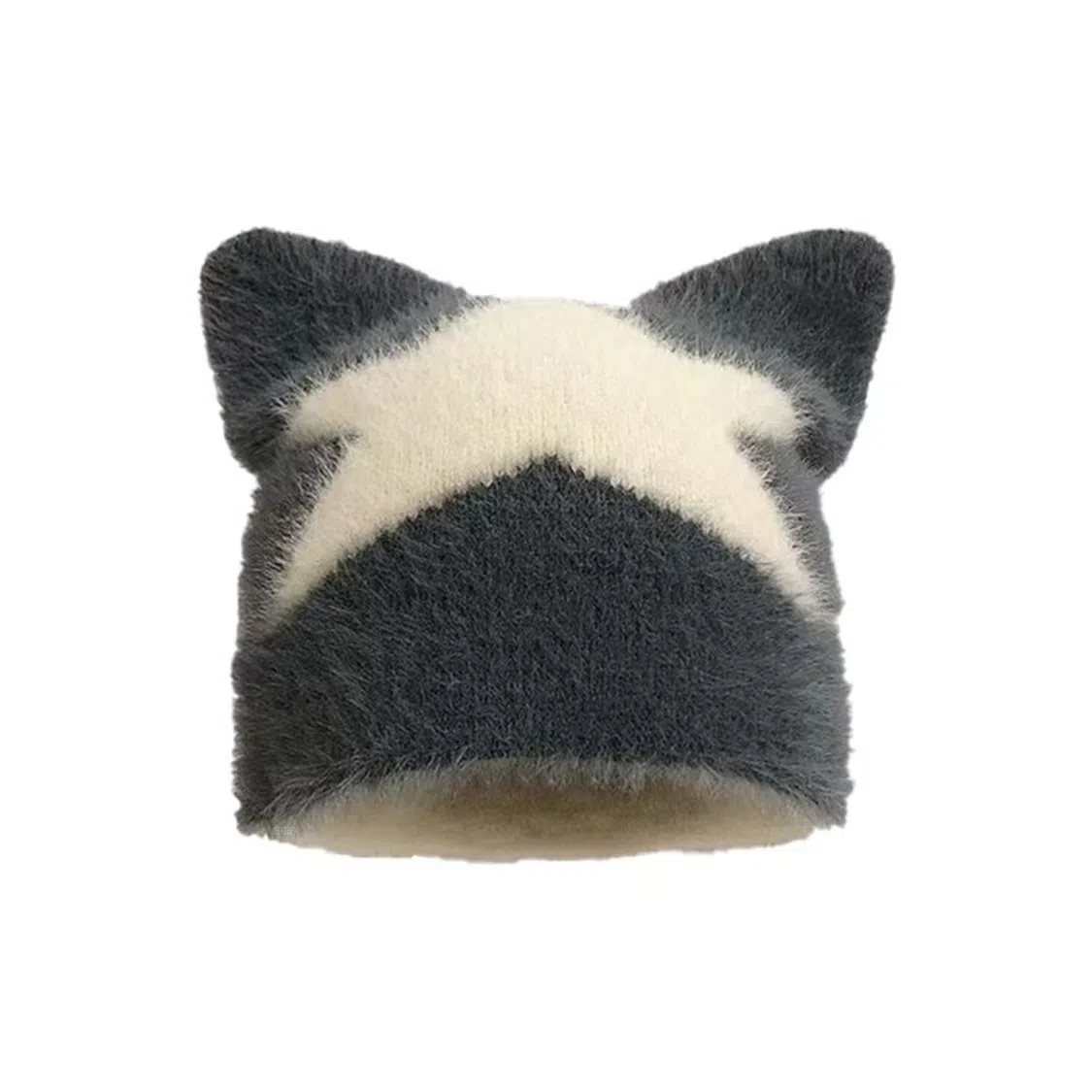 恩僾德 萌趣猫星人小众可爱猫耳星星毛线套头帽保暖毛绒包头帽 聚酯纤维 绒线帽 男女同款情侣款