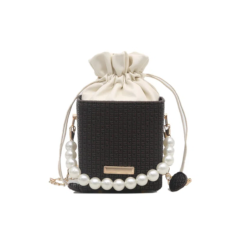 米囹 时尚百搭 水桶包 单肩斜挎包 常规 黑色