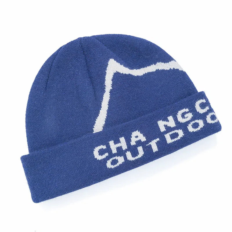 艾佳微 山系美式字母提花针织嘻哈滑板护耳套头帽露营登山 腈纶 绒线帽 男女同款情侣款