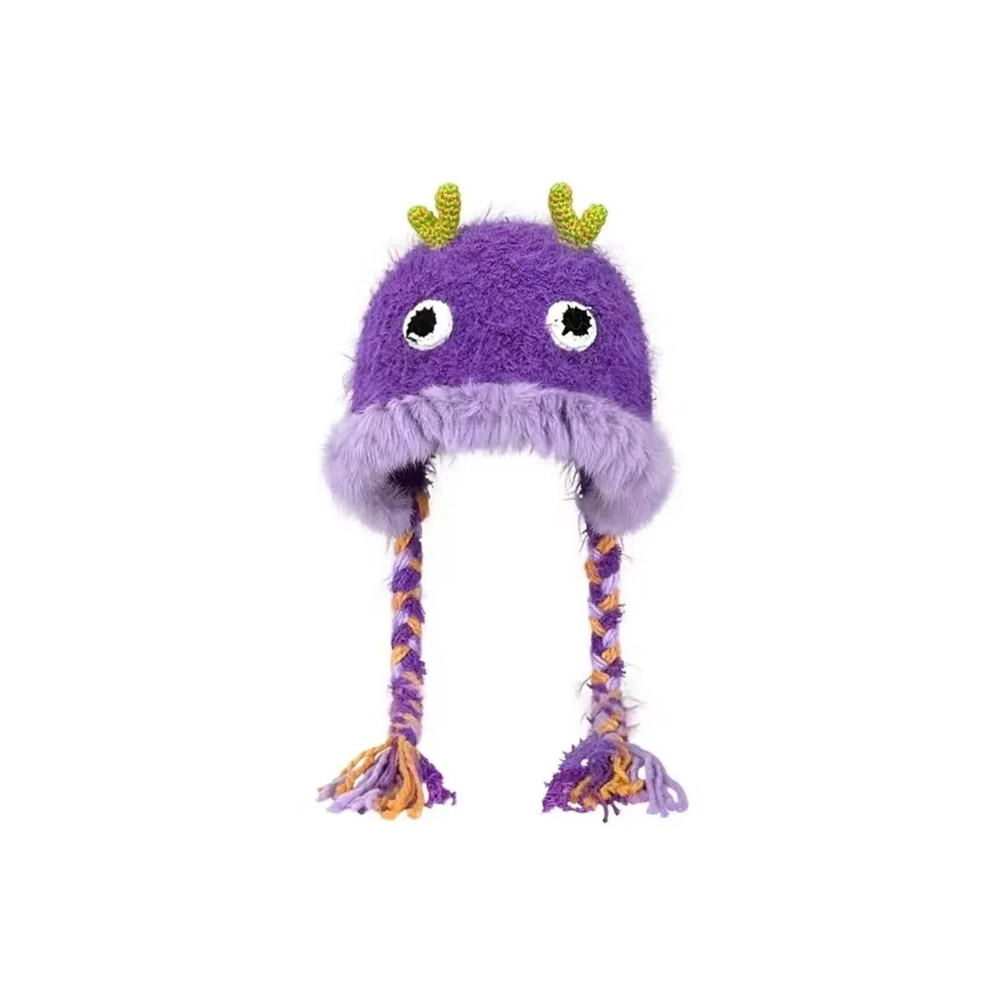 恩僾德 小怪兽帽子搞怪可爱针织毛绒帽显脸小加厚保暖护耳 聚酯纤维 绒线帽 男女同款情侣款