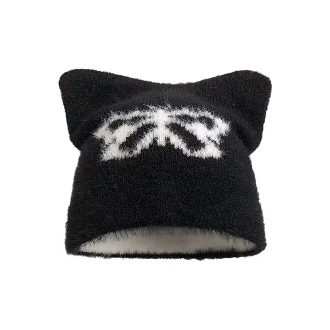 恩僾德 萌趣猫星人小众可爱猫耳星星毛线套头帽保暖毛绒包头帽 聚酯纤维 绒线帽 男女同款情侣款