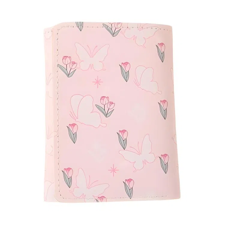 掐尖 蝴蝶小清新时尚潮流百搭 皮革拼涤纶 钱包 常规 女款 多色