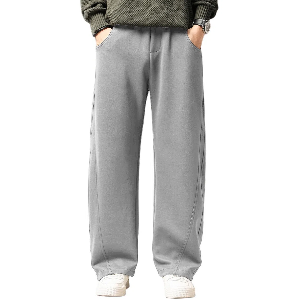 贵色 美式垂感显瘦加厚百搭潮流弯刀阔腿裤休闲裤 男女同款